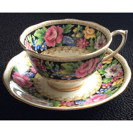 Black Velvet Footed Demitasse Cup & Saucer Set