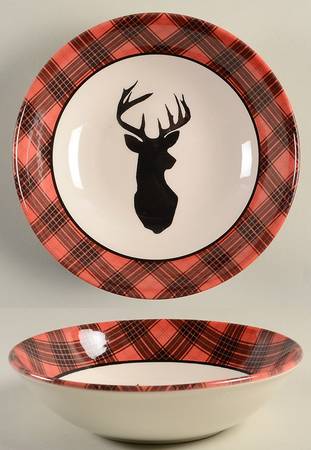 Red Tartan Stag Soup/Cereal Bowl