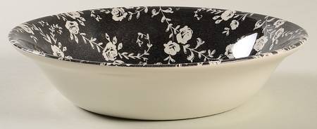 Black Chintz 9" Round Serving Bowl