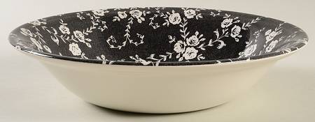 Black Chintz 10" Round Serving Bowl