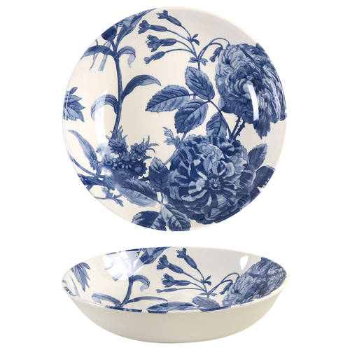 Floral Weave Blue 9" Individual Pasta Bowl - Set of 4