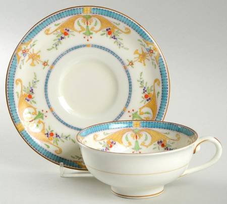 Bordeaux Turquoise Footed Cup & Saucer Set