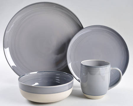 Brushed Glaze Charcoal Grey 4 Piece Place Setting