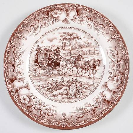 Coaching Scene Brown (Fruit Border) Salad Plate