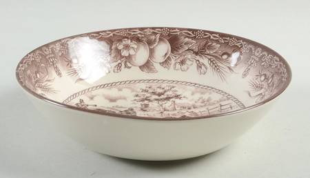 Coaching Scene Brown (Fruit Border) Soup/Cereal Bowl