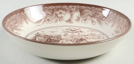 Coaching Scene Brown (Fruit Border) 8" Individual Pasta Bowl