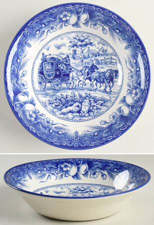 Coaching Scene Blue (Fruit Border) 9" Individual Pasta Bowl