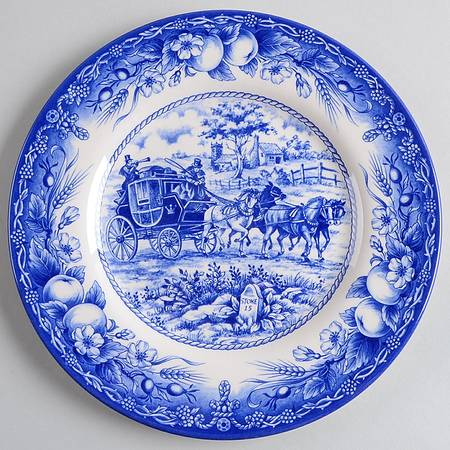 Coaching Scene Blue (Fruit Border) Salad Plate