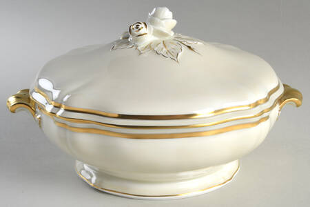 Marie Antoinette Gold on Cream Round Covered Vegetable