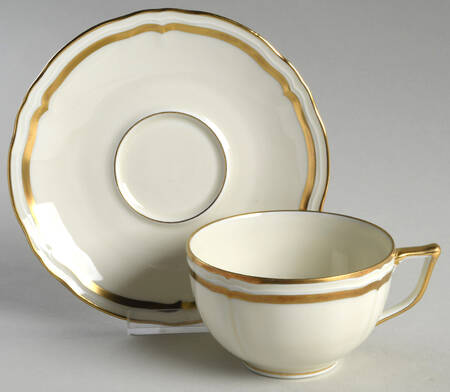 Marie Antoinette Gold on Cream Flat Cup & Saucer Set
