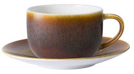 Art Glaze Flamed Caramel Flat Cup & Saucer Set