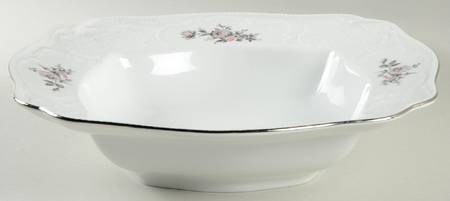 Gray Rose (Platinum Trim) 11" Square Vegetable Bowl