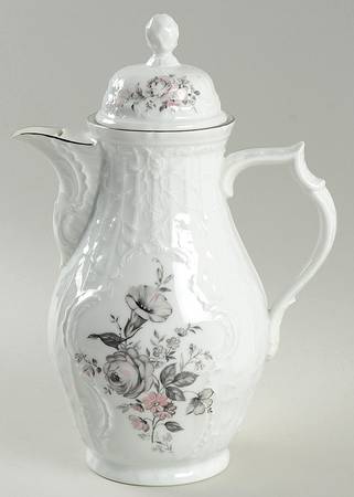 Gray Rose (Platinum Trim) Coffee Pot & Lid