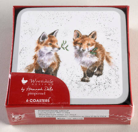 Wrendale Designs Christmas Square Corkback Coaster - Set of 4 Motif 5-10
