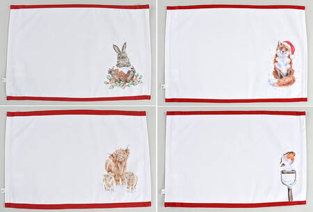Wrendale Designs Christmas Cloth Placemat - Set of 4 (PMCM1, PMCM2, PMCM3 & PMCM4)