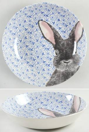 Chintz Rabbit Blue 9" Individual Pasta Bowl