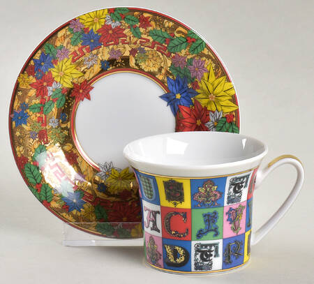 Versace Holiday Alphabet Flat Demitasse Cup & Saucer Set
