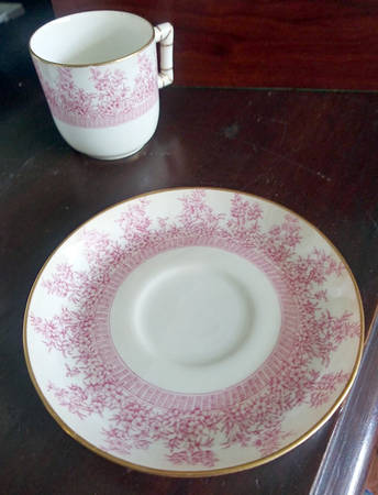 W3652 Pink Flat Demitasse Cup & Saucer Set