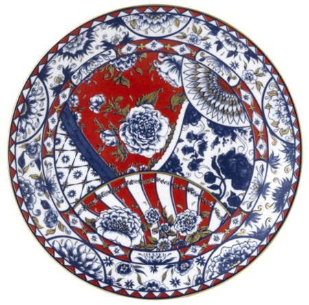 Victoria's Garden Blue and Red Dinner Plate