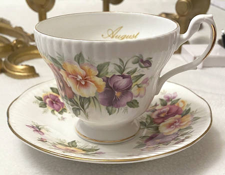 Flower of the Month (Ribbed) Footed Cup & Saucer Set