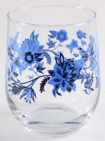 Blue Floral Glassware Double Old Fashioned