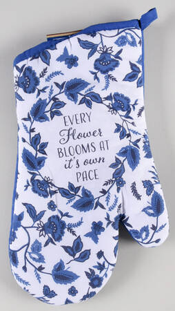 Blue Floral Cloth Oven Mitt