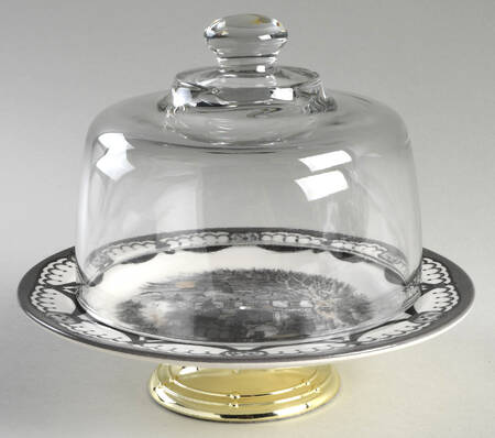 Coven 6 1/2"-7 1/2" Footed Cheese Plate w/ Glass Dome HC