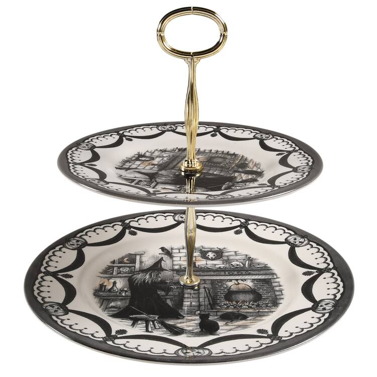Haunted Home 6 5/8"-10"  2 Tiered Serving Tray (Dp, Sp) HC
