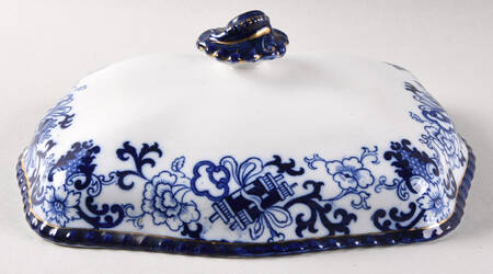 Nankin (Flow Blue) Lid for Oval Vegetable