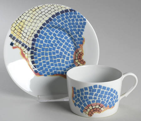 Mosaiques Blue Center Flat Cup & Saucer Set