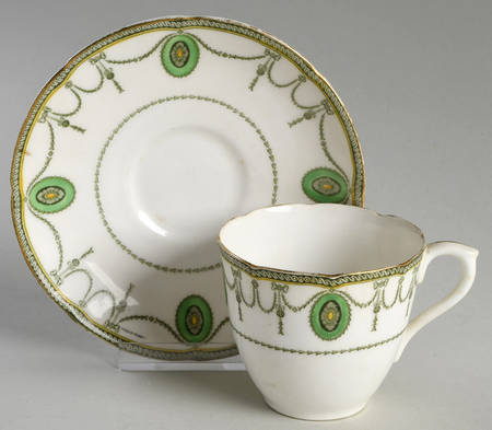 Countess Green Flat Cup & Saucer Set