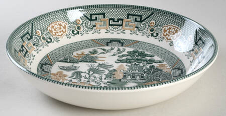 Willow-Green & Gold 8" Individual Pasta Bowl