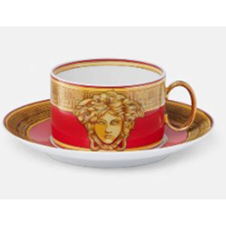 Medusa Amplified Golden Coin Flat Cup & Saucer Set