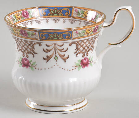 Kenilworth (Tan Band-Blue Panel) Footed Cup