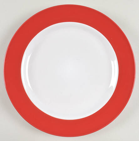 Two-Tone Red & White Dinner Plate