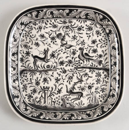 Seventeenth Century (XVII) Black 10" Square Dish