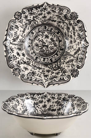 Seventeenth Century (XVII) Black 10" Scalloped Bowl