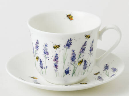 Bees with Lavender Breakfast Cup & Saucer Set