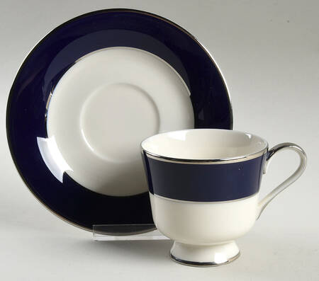 Cobalt Platinum Footed Cup & Saucer Set
