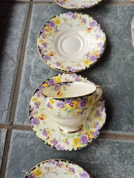 Wild Pansy Footed Cup & Saucer Set