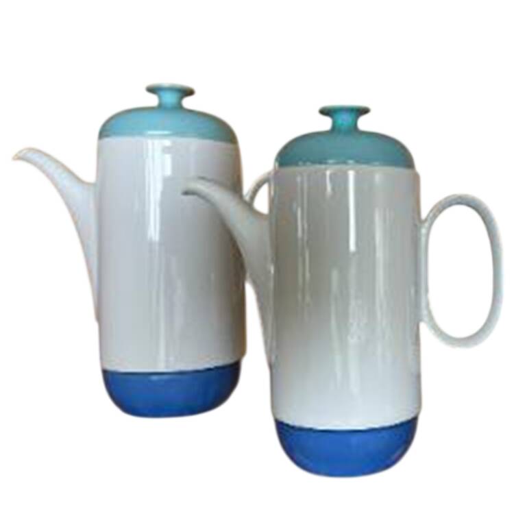 Odine-White, Turquoise Inner Ring Coffee Pot & Lid