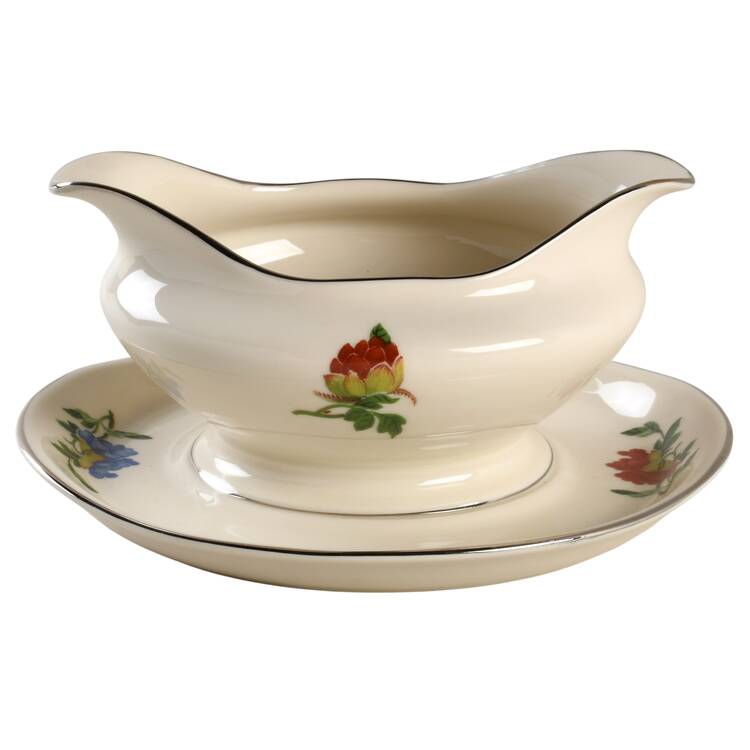 Malin Platinum Gravy Boat with Attached Underplate