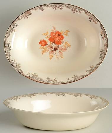 Gold Rose 9" Oval Vegetable Bowl