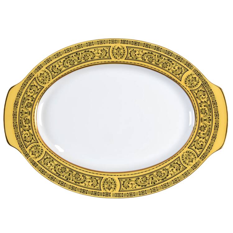 Golden Damask 12" Oval Serving Platter