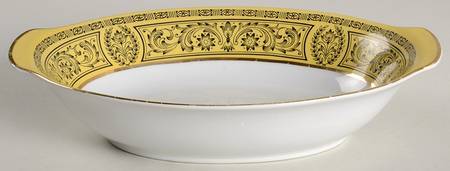 Golden Damask 10" Oval Vegetable Bowl