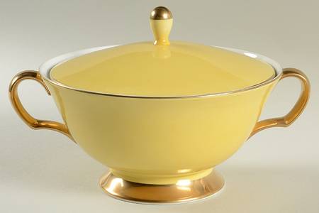 Golden Damask Round Covered Vegetable