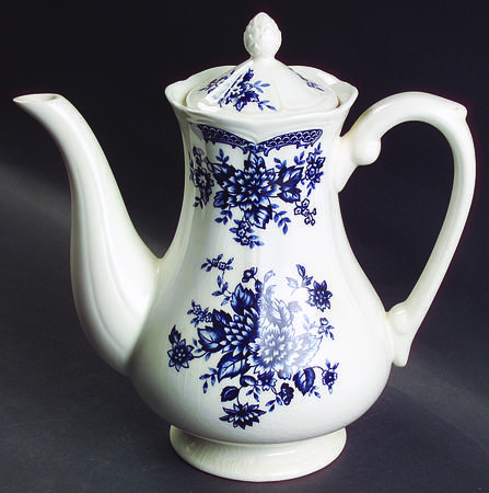 Blue Carnation Coffee Pot & Lid