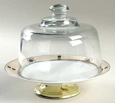 Ringside 6 1/2"-7 1/2" Footed Cheese Plate w/ Glass Dome HC