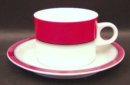 Terrace Twist Red Flat Cup & Saucer Set
