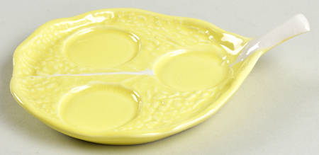 Cabbage Yellow Tray for Salt, Pepper & Mustard Set